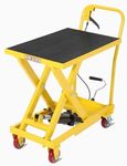 GarveeTech Hydraulic Lift Table Cart, 500 LB Capacity, 9.45-28.7 in Lifting Height, Single Scissor Platform Lift Cart with Wheels, Heavy Duty Lifting Table for Warehouse Garage, Yellow