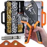 Grommets Tool Kit with 1/2 inch Grommets and Carrying Case,Eyelet Punch Pliers Set, Precision Dies for Canvas, Leather, Tarps, Fabric, and DIY Repairs 130 PCS Each in Silver and Gold