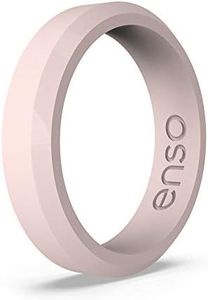Enso Rings Bevel Thin Silicone Wedding Ring – Hypoallergenic Unisex Stackable Wedding Band – Comfortable Minimalist Band – 5.08mm Wide, 2.16mm Thick Pink Sand Size: 3