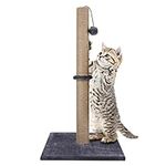 Trintion Cat Scratching Post 74cm Foldable Bottom Tall Cat Claw Scratcher with 1 Toy Ball Natural Sisal Scratch Pole and Soft Carpet Covered Heavy Base Modern Stable Design for Cats Gray