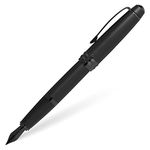 Cross Bailey Matte Black Lacquer Fountain Pen with polished black PVD appointments, Medium Nib