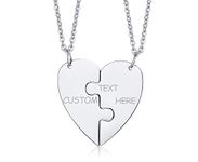 VNOX 2/3/4/5 Pcs Customize Personalised Friendship/Love Family Puzzle Couple Pendant Necklaces for Lover Friend BFF,Stainless Steel Jewellery,Free Engraving