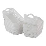 Callyne White Mini Plastic Storage Basket Tray, Pack of 12, F