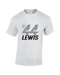 Lewis 44 Mens F1 T-Shirt (White Medium)