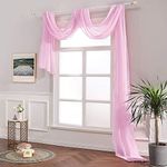 Megachest TAILORED VOILE WINDOW SCARF PELMET (light pink, 56"X118"(145cmX300cm))