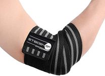 STEIGEN FITNESS Professional Wrist Elbow Knee Wraps Elastic Straps Brace Support Protector for Weightlifting Workout Bodybuilding Gym Fitness