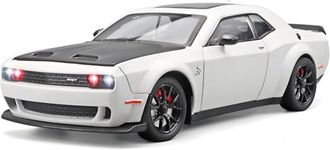 Invite Enterprise 1:24 Dodge Challenger SRT Exclusive Alloy Metal Pull Back Die-cast Car Model with Sound Light Mini Auto Toy for Kids Metal Model Toy Car with Sound and Light(White/Black)