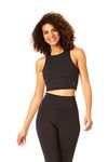 Anne Cole Women's High Neck Crop Top, Black, Medium