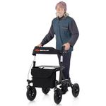 Goplus Rollator Walkers for Seniors with Seat, Foldable Rolling Walker with 9.5” All Terrain Pneumatic Wheel, Supports up to 350 lbs, Heavy Duty Bariatric Rollator Walker for Adult