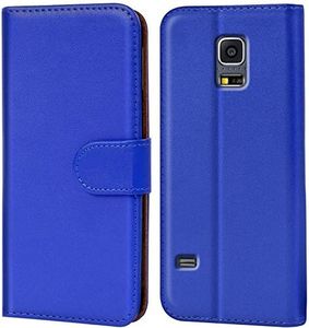 Galaxy S5 Case, Verco Mobile Phone Case for Samsung Galaxy S5 Neo PU Leather Flip Case Wallet - Blue