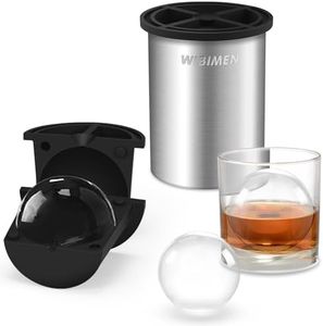 Clear Ice Cube Maker, 2.5 Inch Crystal Clear Stainless Steel Ice Ball Maker, BPA-Free Premium Silicone Ice Cube Trays for Whisky and Cocktails (1 Pack)