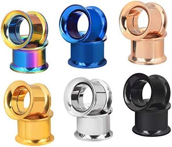 Longbeauty 6 Pair Stainless Steel Screwe Flesh Tunnel Expander Eer Plug Gauge Earlets 6 Colors 10MM