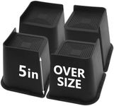 HANIHUA 4 Pack Bed Risers 5 inch Heavy Duty, Oversized Furniture Risers, Black Bed Lifts Risers for Table, Sofa, Chair, Couch, Desk, Bed Frame Risers Supports Up to 6,500 Lbs