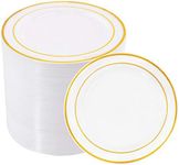 bUCLA 100Pieces Gold Plastic Plates