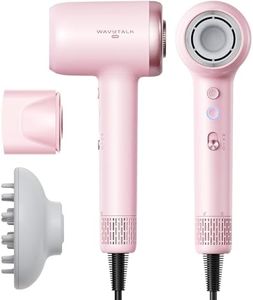 Hair Dryer, Wavytalk Hair Dryer with Diffuser Pro Fast Drying Hair Dryer for Women 110,000 RPM with Magnetic Attachments, Professional Ionic Lightweight Blow Dryer with 3 Speeds & 3 Temps, Pink