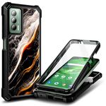 WDHD Compatible with Cricket Outlast/AT&T Jetmore Case with [Built-in Screen Protector], Full-Body Protective Shockproof Rugged Bumper Cover, Impact Resist Durable Phone Case (Black Marble)