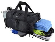 Ultimate Gym Bag 2.0: The Durable Crowdsource Designed Duffel Bag with 10 Optimal Compartments Including Water Resistant Pouch, Black, Medium (20")