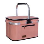 LIQING 35L Large Picnic Basket 2 Layers of Internal Pockets Leak-Proof and Insulated Folding, Internal Support Does Not House Warming Gifts New Home, Wedding Gifts for Couple