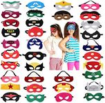 Superhero Party Masks, Superhero Masks for kids Party Favors 35 Pcs Cosplay Felt and Elastic Masks for Birthday Party Cosplay, Children Masquerade Eye Masks, Superheroes Birthday Party Masks Gifts