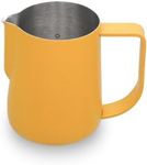 watchget Milk Frothing Pitcher 250ml/8oz Espresso Steaming Pitcher with Matte Yellow Coating Stainless Steel Milk Steamer Jug Milk Frothing Cup, Yellow