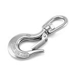 QWORK® Crane Lifting Hook with Latch, Swivel Eye Hook, Rigging Accessory 650kg (1400lb)