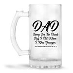 YuBingo Dad Sorry for Dumb Stuff Funny Beer Mug from Daughter, Son - Cool Birthday Present Idea for a Father, Men, Guys, Him (500ML) - Frosted