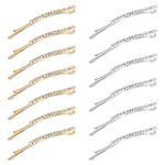 20 Pcs Rhinestone Bobby Pin, Crystal Hair Clips, One-word Bobby Pins, Shiny Metal Barrettes Headgear, Bling Diamond Headwear Hair Pins for Women Girls (Gold, Silver)