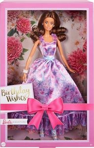 Barbie Signature Birthday Wishes Doll, Collectible in Satiny Lilac Dress with Wavy Brown Hair