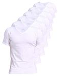 Comfneat Men's 6-Pack Undershirts 100% Cotton Comfy V-Neck T-Shirts (White 6-Pack, X-Large)