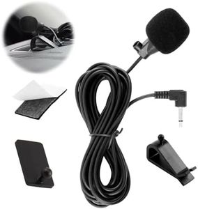 Microphone Jack 3.5 mm External Microphone for Car, Compatible with Sony JVC Kenwood Jensen Alpine Car Radio Bluetooth Navigation, Microphone with U Clamp, Apply Sticker, Plug and Play, 3 m Cable