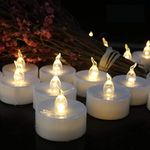 12 Pack Realistic and Bright Flickering Battery Operated Flameless LED Tea Lights Candles,Electric Fake Candle in Warm White Perfect for Valentines Day, Halloween, Christmas, Birthday Decoration