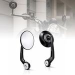 MIKANIX Premium Motorcycle Bar End Mirrors | Rear View Side Mirrors Wide-Angle For Maximum Visibility Compatible With All RE Bike's