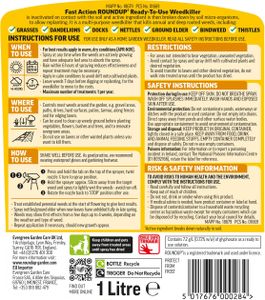 Roundup Fast Action Weed Killer, 1L – Ready to Use