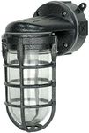 Woods L1707SVBLK Wall Mount Light in Hammered Black Finish Sturdy Die Cast Aluminum Cage; 100 Watt Incandescent; Industrial Design; Suitable for Indoor and Outdoor Use