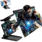 Drumstone (𝟏𝟓 𝗬𝗲𝗮𝗿𝘀 𝐖𝐚𝐫𝐫𝐚𝐧𝐭𝐲) 12-Inch 3D Phone Screen Magnifier with Adjustable Holder, HD Fresnel Lens, Foldable Stand, and Eye Protection for Enhanced Viewing Comfort