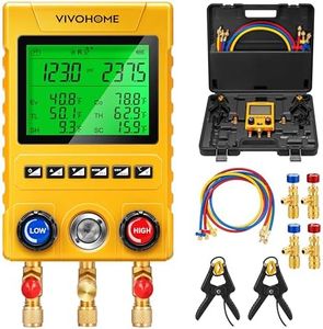VIVOHOME Digital HVAC Manifold Gauge Set, Refrigeration AC Gauges with 2 Wired Temperature Clamp Probes and 3 Hoses, Pressure and Temp Test, for R134a R410a R32 R1234yf R454B Refrigerant Recharge Kit