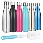 Insulated Water Bottle, Vacuum Stainless Steel & Vacuum Flask Comes with a Cleaning Brush -501ml Stainless Steel Vacuum Bottle, Double Wall Design, Standard Mouth, for Outdoor Sports