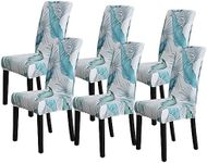 FORCHEER Chair Covers for Dining Chairs Set of 6,Blue Floral Stretch Dining Room Chair Cover Kitchen Parsons Chair Slipcovers (Pack of 6, Blue+Floral)