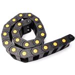 Fielect Drag Chain Cable Carrier Open Type with End Connectors R55 25X62mm 1 Meter Plastic for Electrical CNC Router Machines Black with Yellow Dots 1Pcs