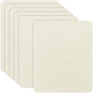 Azobur Coarse Linen Repair Patches, 6 Piece Self-Adhesive Linen Fabric Patches, Multi Color, Can be Used for Linen Sofa Repair and Linen Clothes Repair, Quick Fix Sofa.(Off-White)