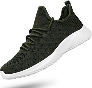 Feethit Mens Slip On Walking Shoes Lightweight Breathable Non Slip Running Shoes Comfortable Fashion Sneakers for Men, Green, 10.5