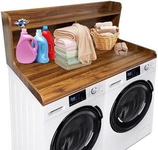 2-Tier Washer Dryer Countertop, 54" x 27.55" Laundry Countertop with Edge, Wood Washer Dryer Topper for Laundry Room Organization, Walnut Brown