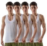 LUX VENUS Men's Cotton Vest (Pack of 4) (8904209873965_Venus_WH_RN_95_White)