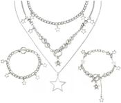 2 Pieces Silver Star Necklace Y2K J