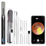 Verilux Ear Wax Remover Tool Kit Camera 9 Pcs Otoscope Ear Cleaner Wireless 1080P HD 3.5mm Ear Wax Cleaner with 6 Led Light 350mAh Ear Camera for Cleaning Ear Cleaner Camera for iOS & Android, Black