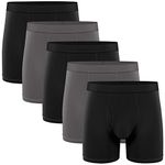 Natural Feelings Boxer Shorts Mens Underwear for Men Soft Cotton Trunk Pack of 5 Boxer Briefs, C: Black Grey Pack of 5, L 36inches-38inches 91cm-97cm