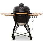 KAMADO BONO Ceramic BBQ Grill, 20" Media, Black I Kamado BBQ Charcoal Grill with Dual Zone Grilling System I Egg BBQ Smoker for Cooking, Smoking & Baking