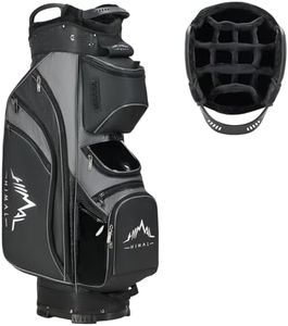 UNIHIMAL 14-Way Golf Cart Bag with Full Length Divider, Premium PU Leather Golf Bag with Plush Top, Magnetic Pocket and Rain Cover for Men
