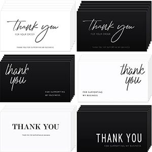 120 Pieces Thank You for Your Order Cards Customer Appreciation Note Cards Thank You for Supporting My Business Card for Small Business Owners Stores Online Retailers 3.5 x 2 Inch (Black and White)