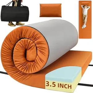 DWVO 3.5 Inch Thick Memory Foam Camping Mattress Sleeping Pad, CertiPUR-US Certified Roll Up Floor Mat with Waterproof Cover & Travel Bag, Portable Sleeping Mat for Travel, Truck, Bed, Tent, etc.